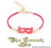 Armband Leder Bracelet "Maske" Pink