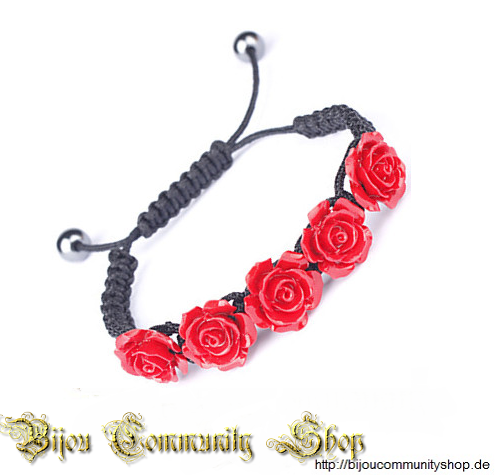 Armband Shamballa "Rose" Rot
