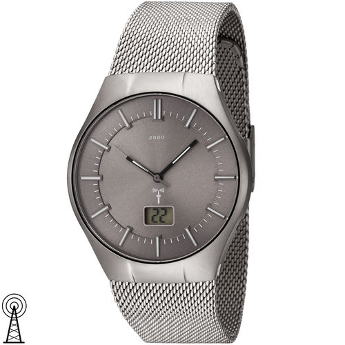 Jobo Herren Armbanduhr Funkuhr (Grau)