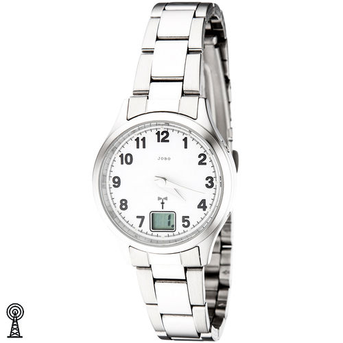 Jobo Damen Armbanduhr Edelstahl Datum Mineralglas (silberfarben)