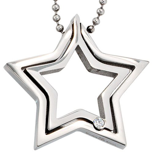 Collier aus 925 Silber Anhänger rund Sterne rosa Stein Halskette Venezianerkette 