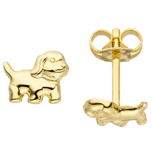 Ohrstecker Hund 333 Gold Gelbgold Ohrringe Goldohrringe Hundeohrringe