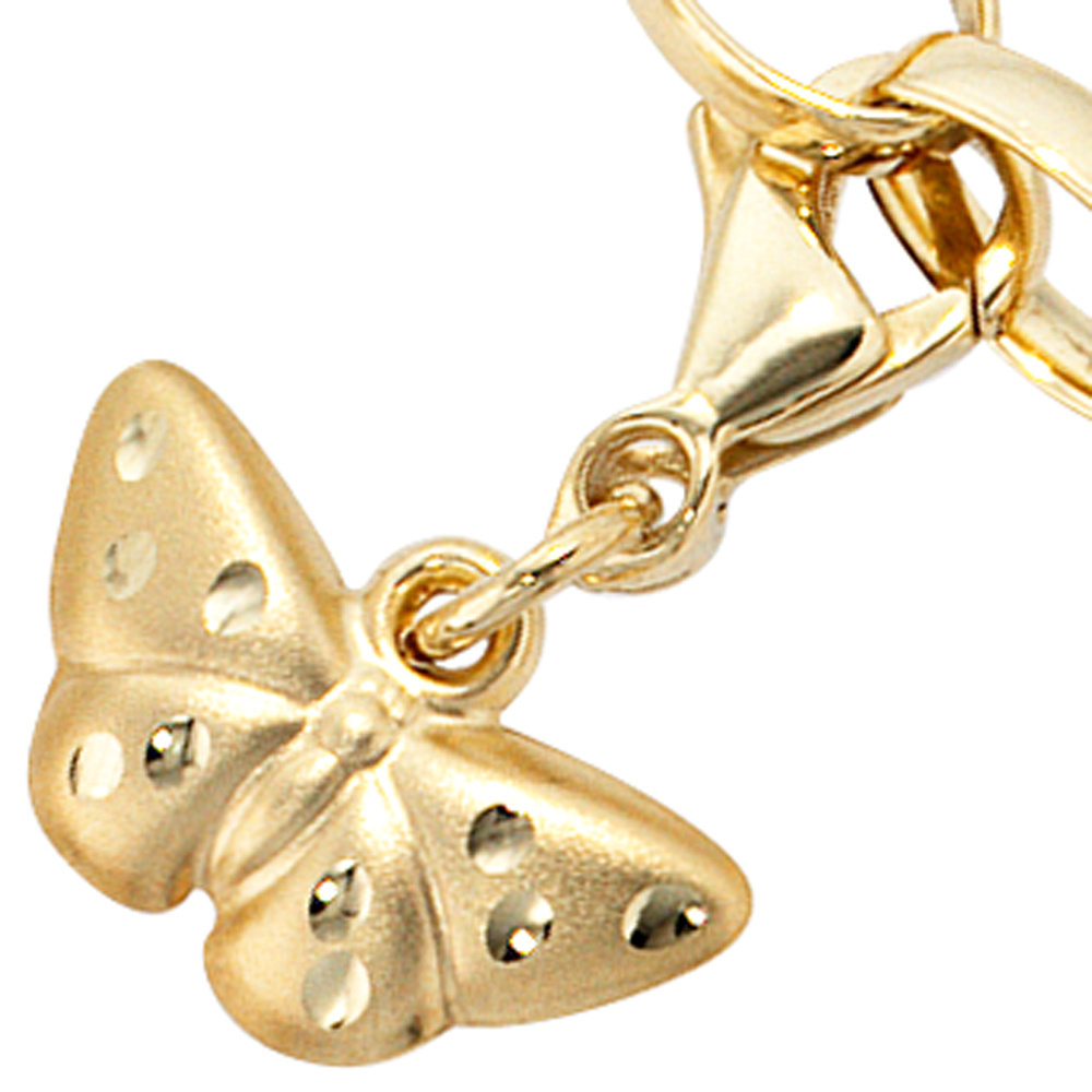 Einhänger Charm Schmetterling aus 333 Gold Gelbgold matt