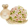 Schnecke mit Blütendeko, Gartentier, Dekoschnecke,Sommerdeko Braun/Rosa/Grün H13,5cm L19cm