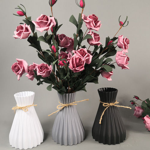 Blumenhalter Kunststoff Vasen 3er Set weiß, grau, schwarz