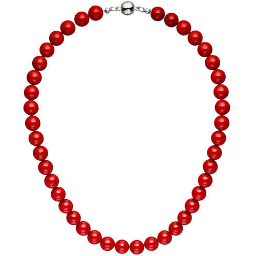 Halskette Kette Muschelkern Perlen rot 45 cm Perlenkette